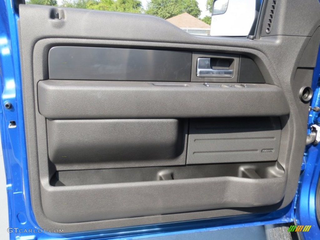 2012 Ford F150 FX4 SuperCrew 4x4 FX Sport Appearance Black/Red Door Panel Photo #71340770