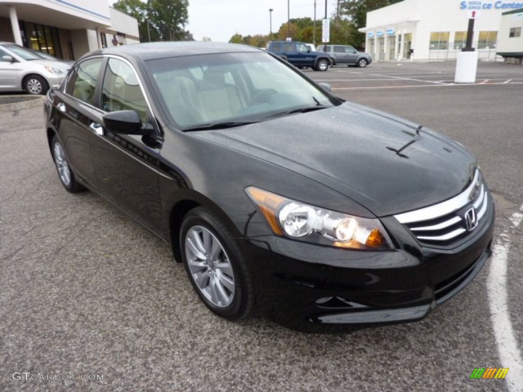 2011 Accord EX-L V6 Sedan - Crystal Black Pearl / Ivory photo #1