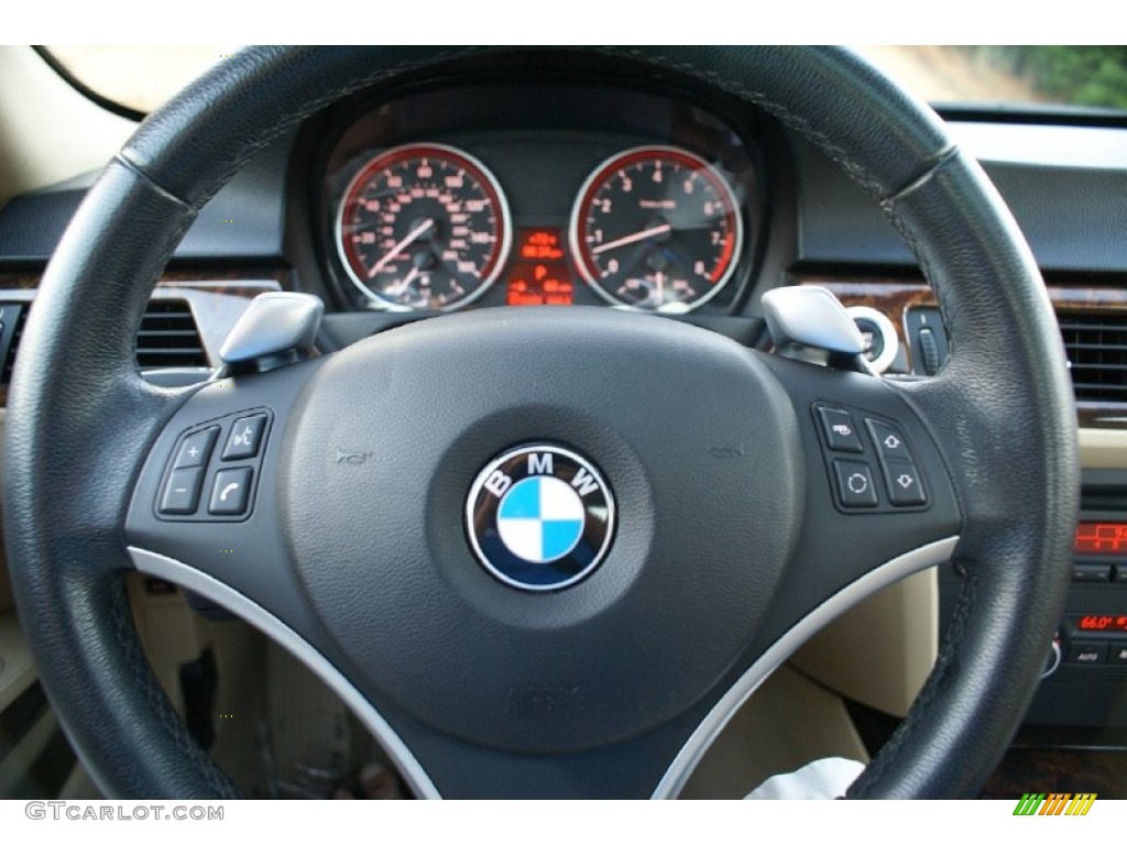2007 BMW 3 Series 335i Sedan Beige Steering Wheel Photo #71342828