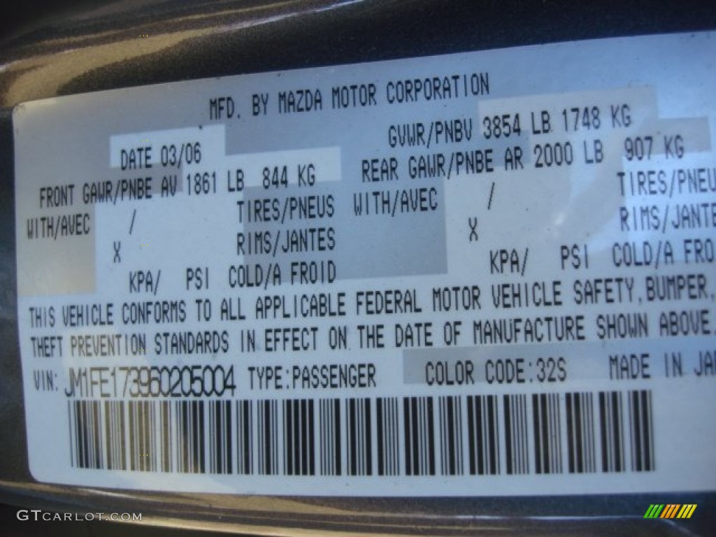 2006 RX-8 Color Code 32S for Galaxy Gray Mica Photo #71344721