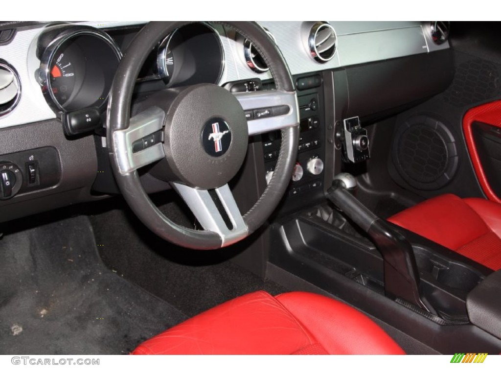 2005 Mustang GT Premium Coupe - Black / Red Leather photo #8