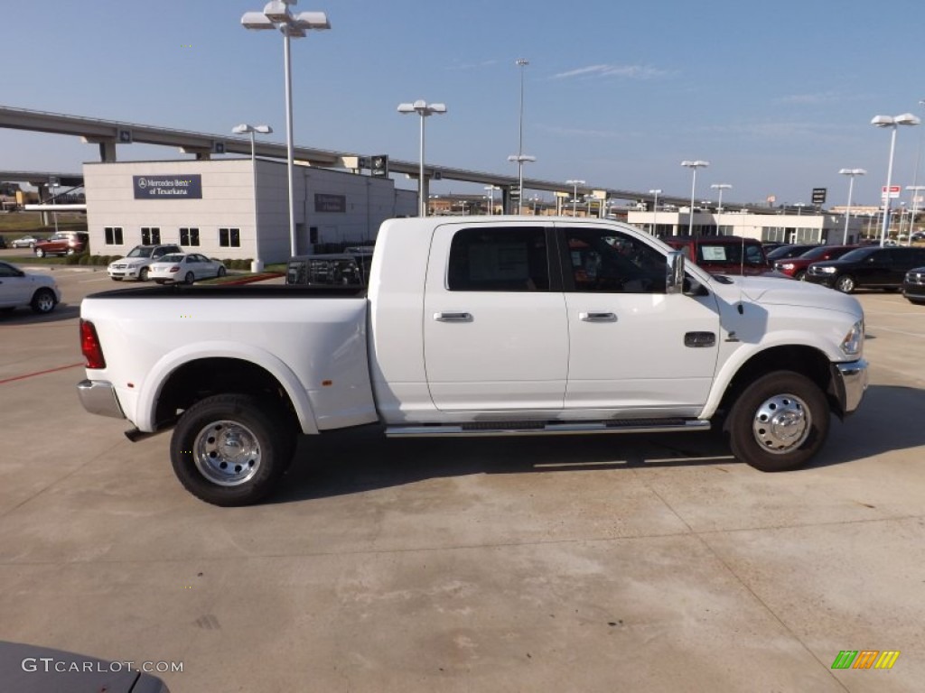Bright White 2012 Dodge Ram 3500 HD Laramie Longhorn Mega Cab 4x4 Dually Exterior Photo #71352305