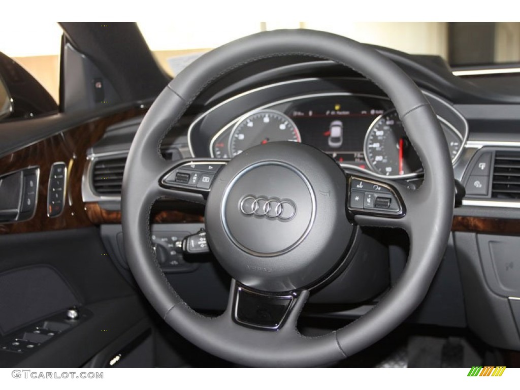 2013 Audi A7 3.0T quattro Prestige Black Steering Wheel Photo #71353424