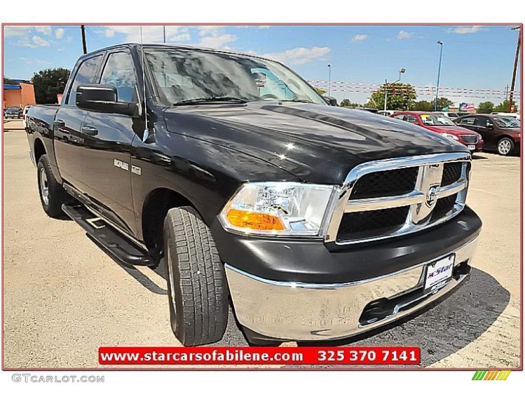 2010 Ram 1500 ST Crew Cab 4x4 - Brilliant Black Crystal Pearl / Dark Slate/Medium Graystone photo #10