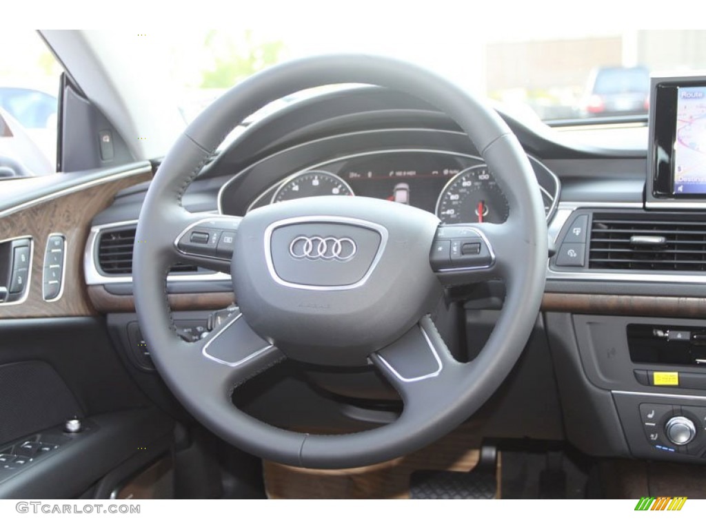 2013 Audi A7 3.0T quattro Prestige Black Steering Wheel Photo #71353670