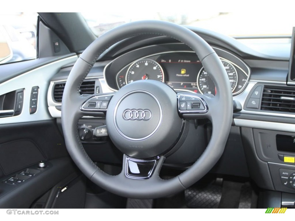 2013 Audi A7 3.0T quattro Premium Plus Black Steering Wheel Photo #71353949