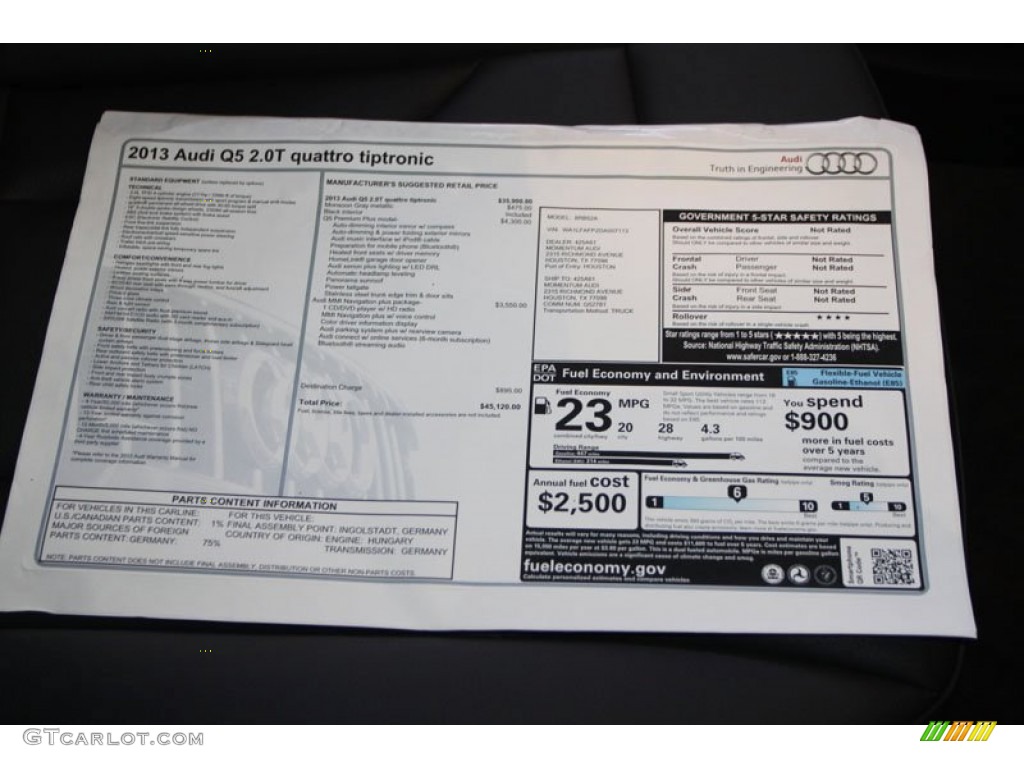 2013 Q5 2.0 TFSI quattro - Monsoon Gray Metallic / Black photo #25