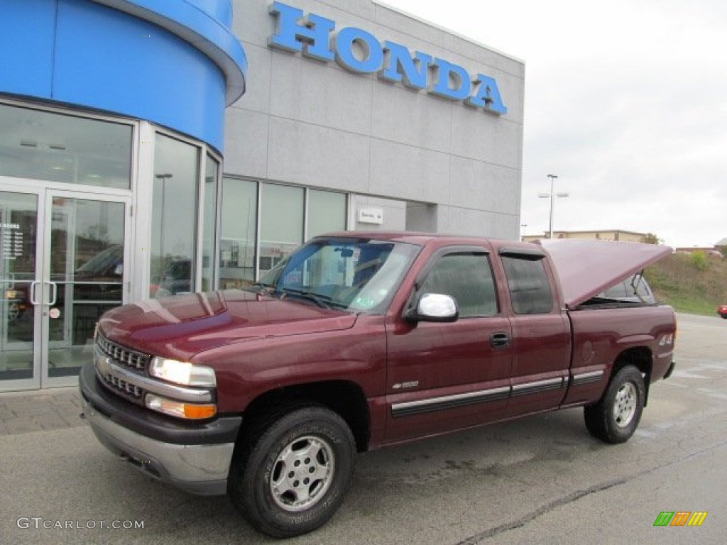 2002 Silverado 1500 LS Extended Cab 4x4 - Dark Carmine Red Metallic / Graphite Gray photo #1