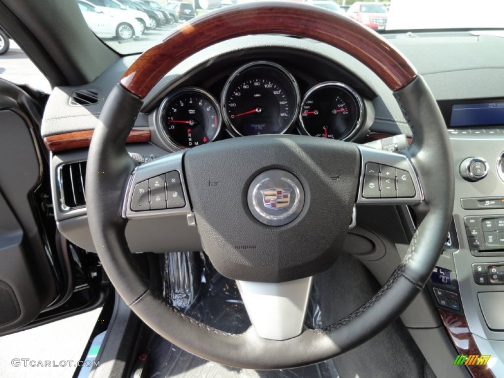 2013 Cadillac CTS 4 AWD Coupe Ebony Steering Wheel Photo #71364557