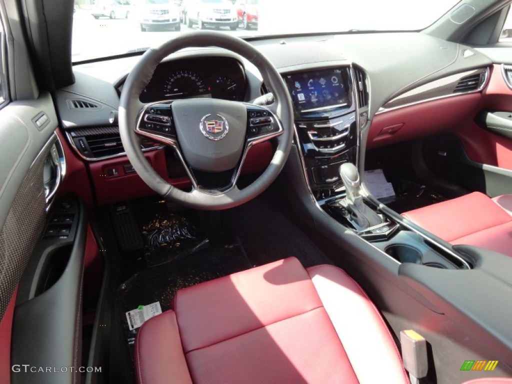 Morello Red/Jet Black Accents Interior 2013 Cadillac ATS 2.5L Luxury Photo #71364890