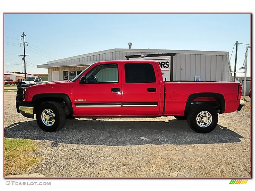2005 Silverado 1500 LS Crew Cab - Victory Red / Tan photo #2