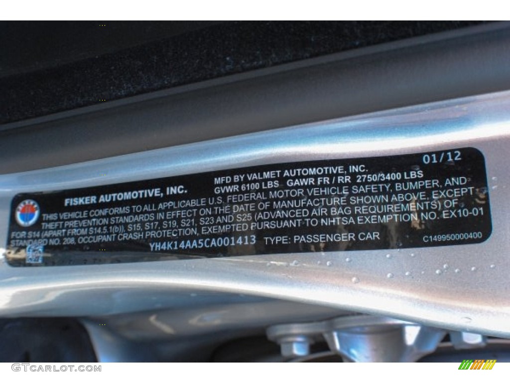 2012 Fisker Karma EcoSport Info Tag Photo #71370449