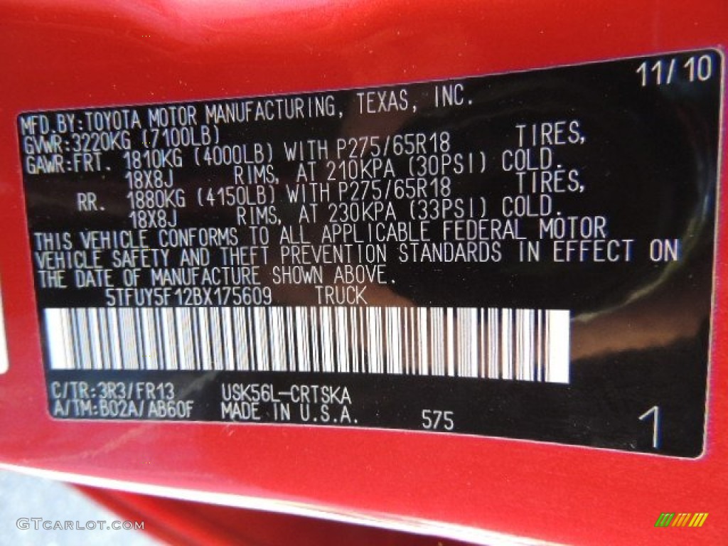 2011 Tundra SR5 Double Cab 4x4 - Radiant Red / Graphite Gray photo #27