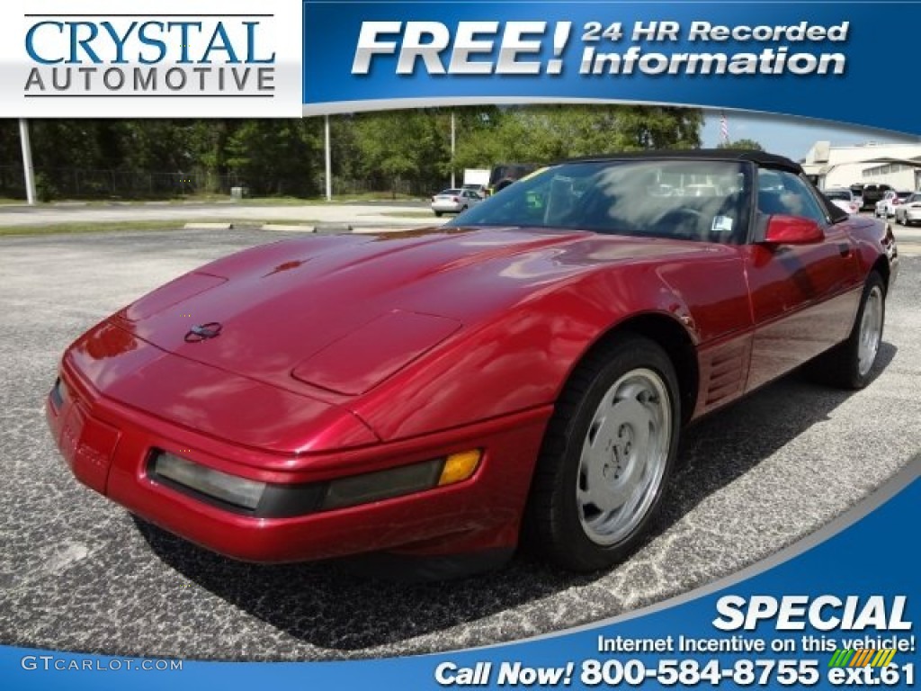 1991 Corvette Convertible - Dark Red Metallic / Black photo #1