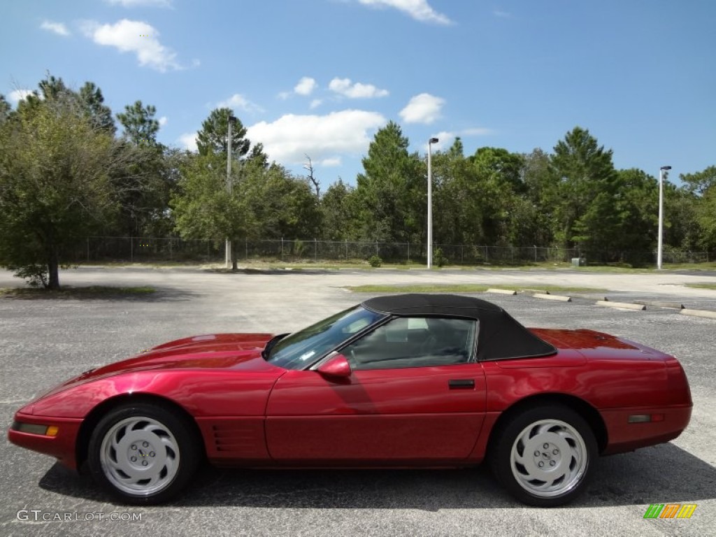 Dark Red Metallic 1991 Chevrolet Corvette Convertible Exterior Photo #71377414