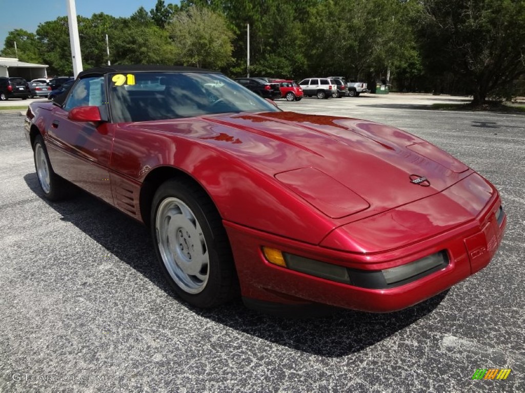 Dark Red Metallic 1991 Chevrolet Corvette Convertible Exterior Photo #71377456