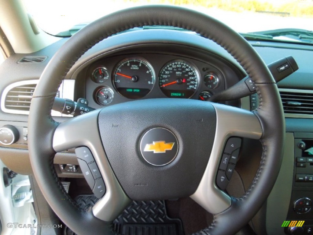 2013 Chevrolet Silverado 3500HD LTZ Crew Cab 4x4 Ebony Steering Wheel Photo #71377630