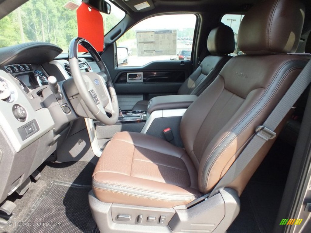 Platinum Sienna Brown/Black Leather Interior 2012 Ford F150 Platinum SuperCrew 4x4 Photo #71389684