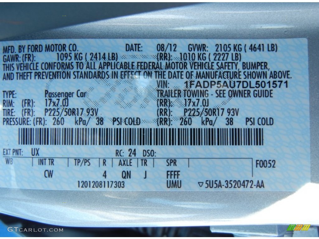 2013 C-Max Color Code UX for Ingot Silver Photo #71389786