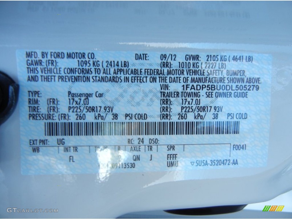 2013 C-Max Color Code UG for White Platinum Photo #71390029