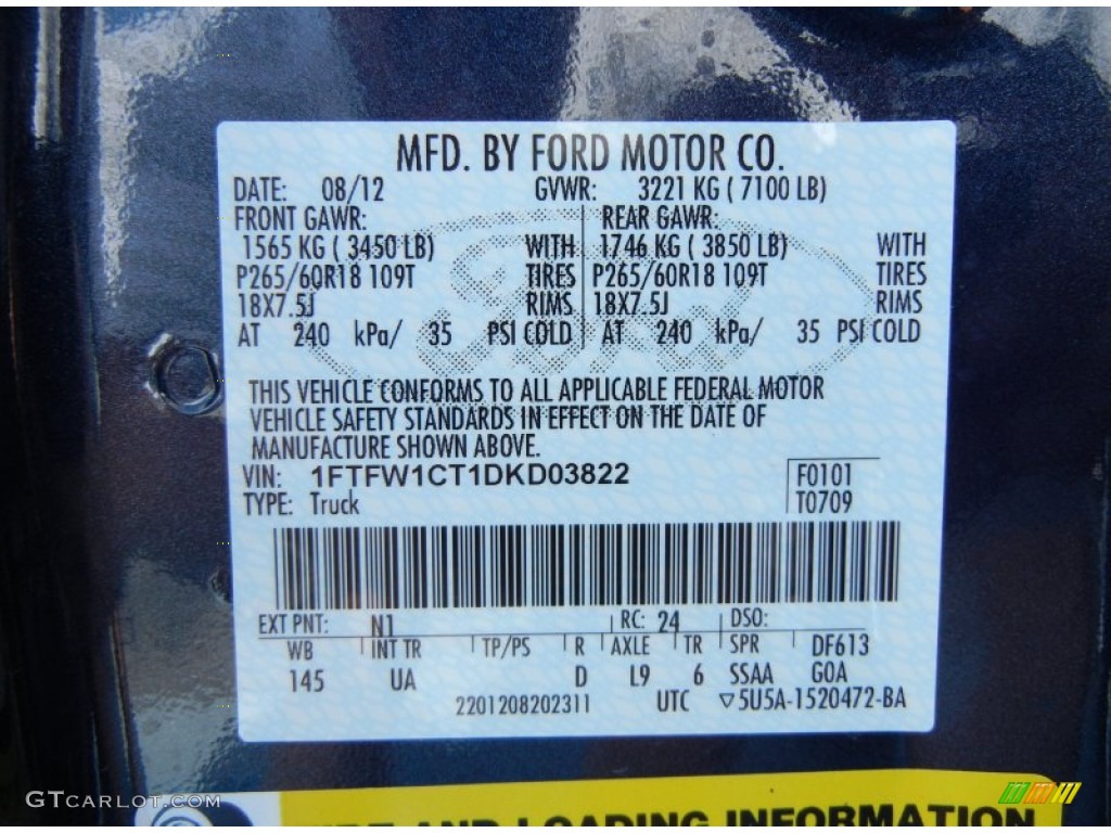 2013 F150 Color Code N1 for Blue Jeans Metallic Photo #71390260