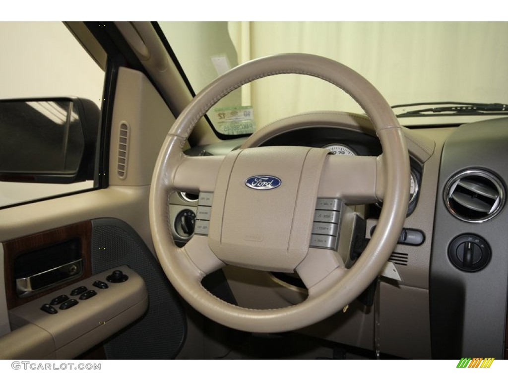2004 Ford F150 Lariat SuperCrew 4x4 Tan Steering Wheel Photo #71390599