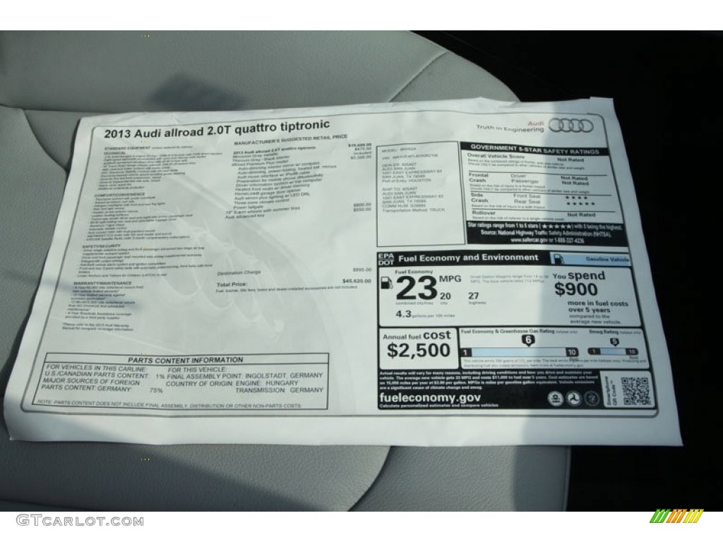 2013 Audi Allroad 2.0T quattro Avant Window Sticker Photo #71396125