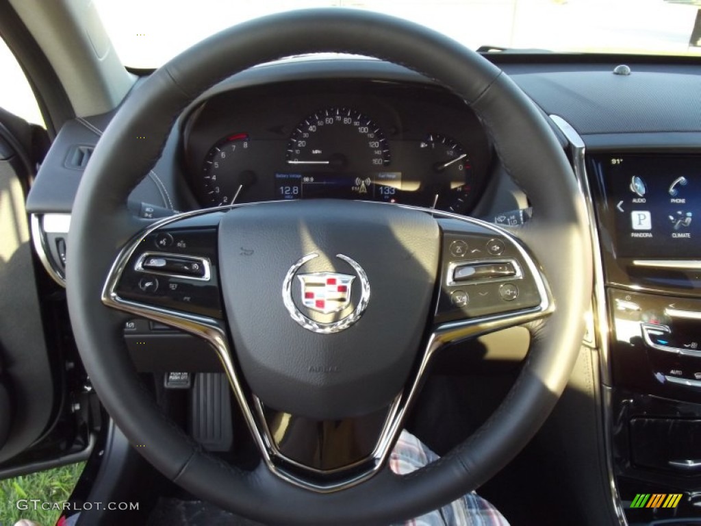 2013 Cadillac ATS 2.5L Luxury Jet Black/Jet Black Accents Steering Wheel Photo #71397955