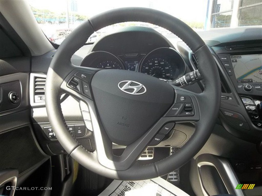 2013 Hyundai Veloster Turbo Black Steering Wheel Photo #71398828