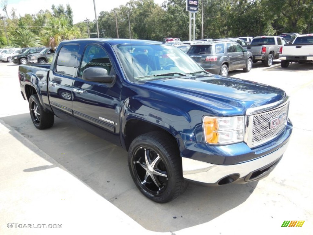 2008 Sierra 1500 SLE Crew Cab - Midnight Blue Metallic / Ebony photo #4