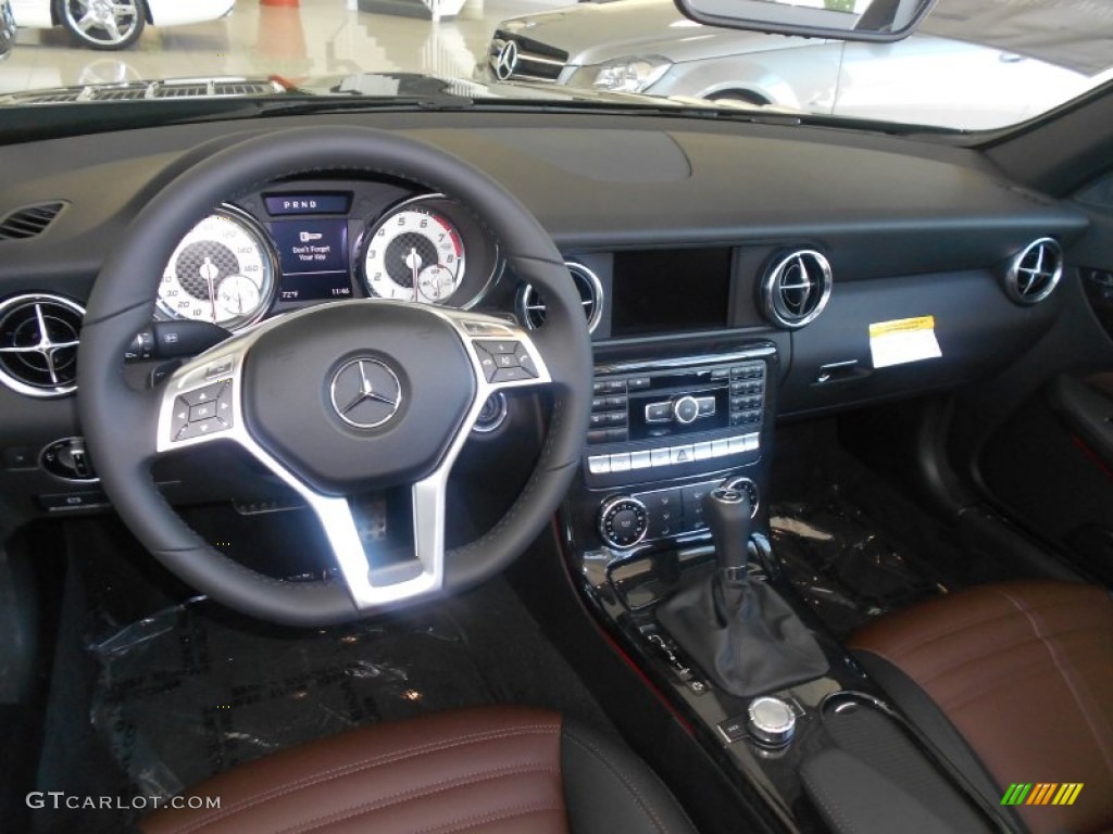 2013 Mercedes-Benz SLK 250 Roadster designo Auburn Brown/Black Dashboard Photo #71413333