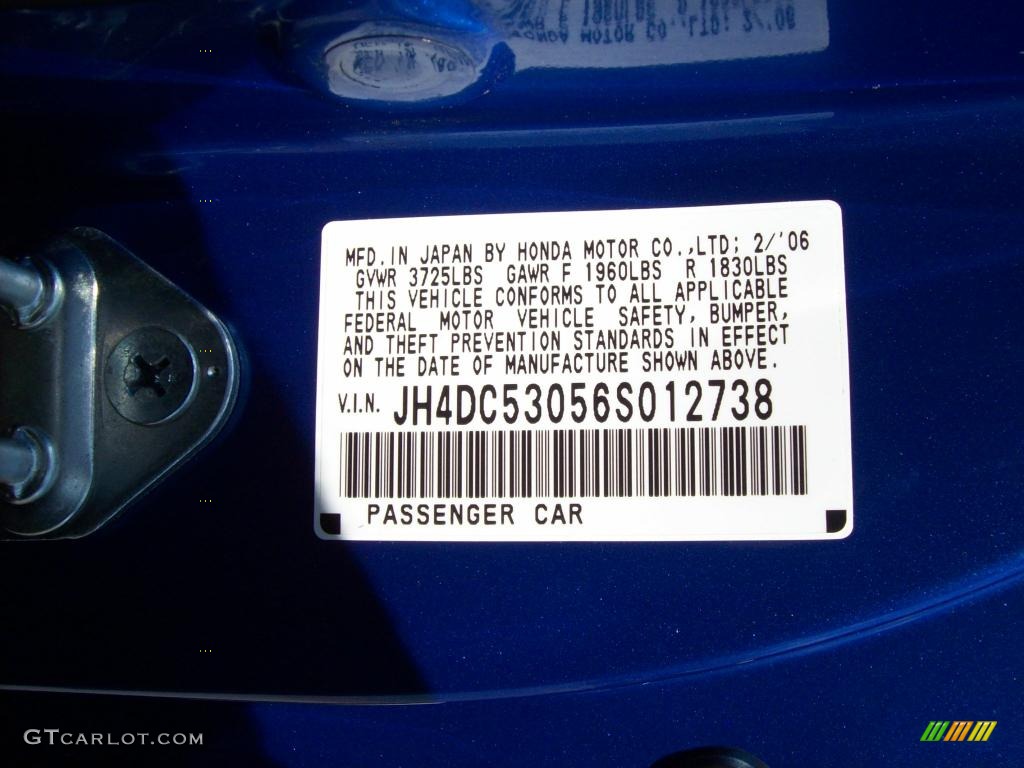 2006 RSX Type S Sports Coupe - Vivid Blue Pearl / Ebony photo #25