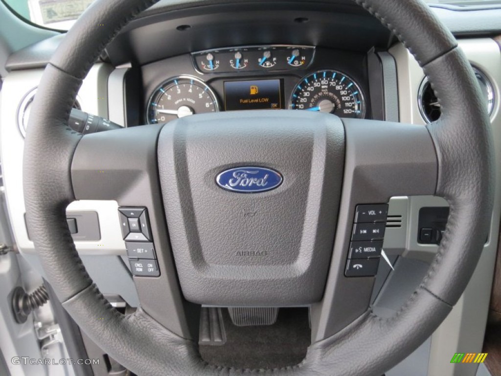 2013 Ford F150 Lariat SuperCrew 4x4 Steel Gray Steering Wheel Photo #71414500