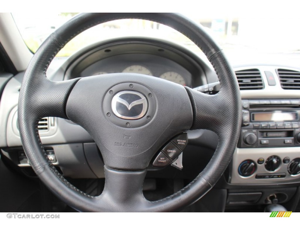 2003 Mazda Protege 5 Wagon Off Black Steering Wheel Photo #71414620