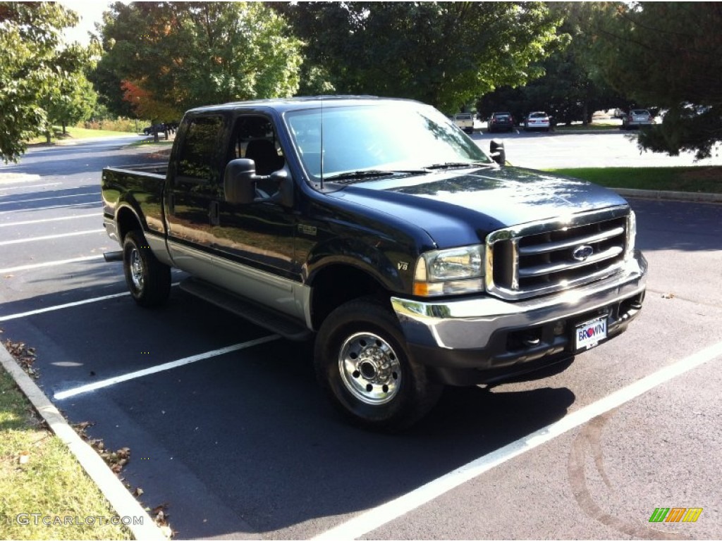 2002 F250 Super Duty XLT Crew Cab 4x4 - True Blue Metallic / Medium Flint photo #1