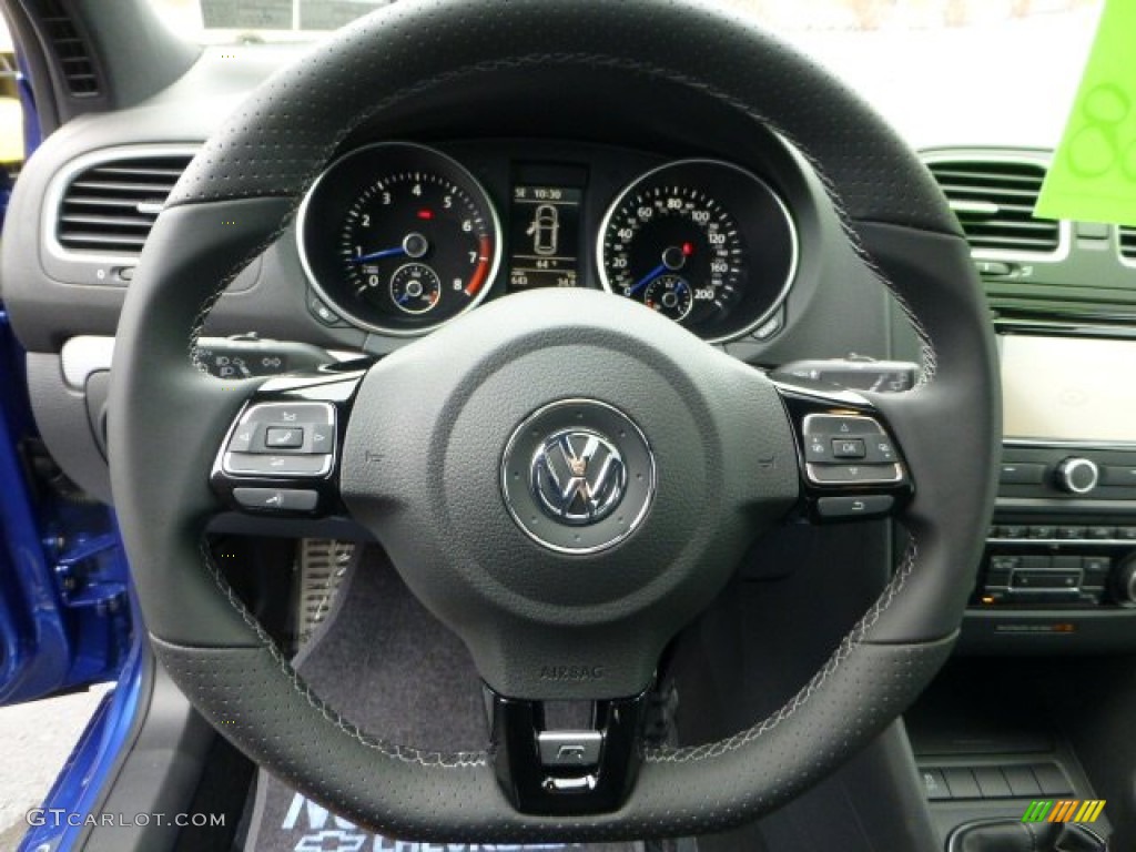 2012 Volkswagen Golf R 2 Door 4Motion R Titan Black Leather Steering Wheel Photo #71421901