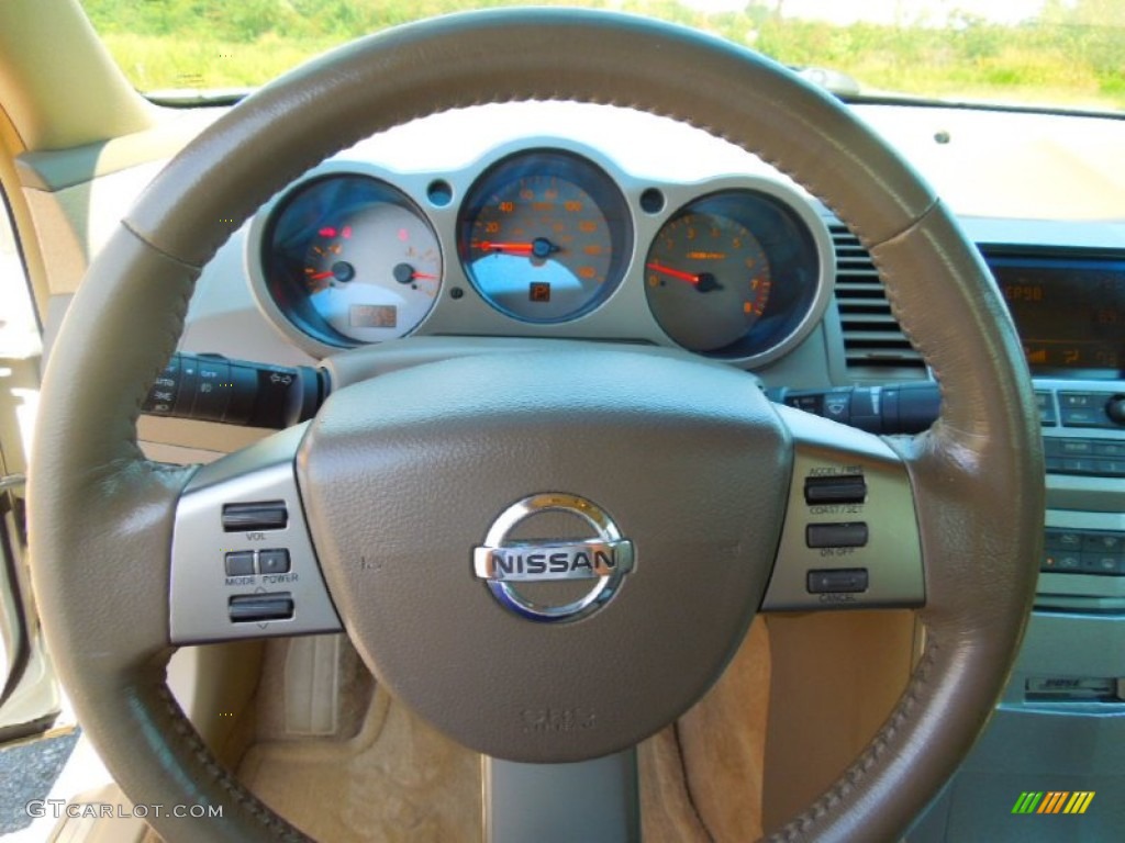 2005 Nissan Maxima 3.5 SE Cafe Latte Steering Wheel Photo #71425393