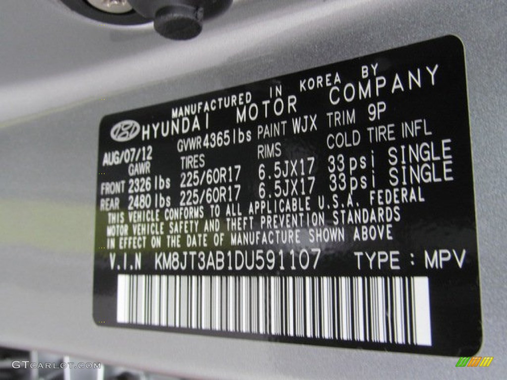2013 Tucson Color Code WJX for Graphite Gray Photo #71428760