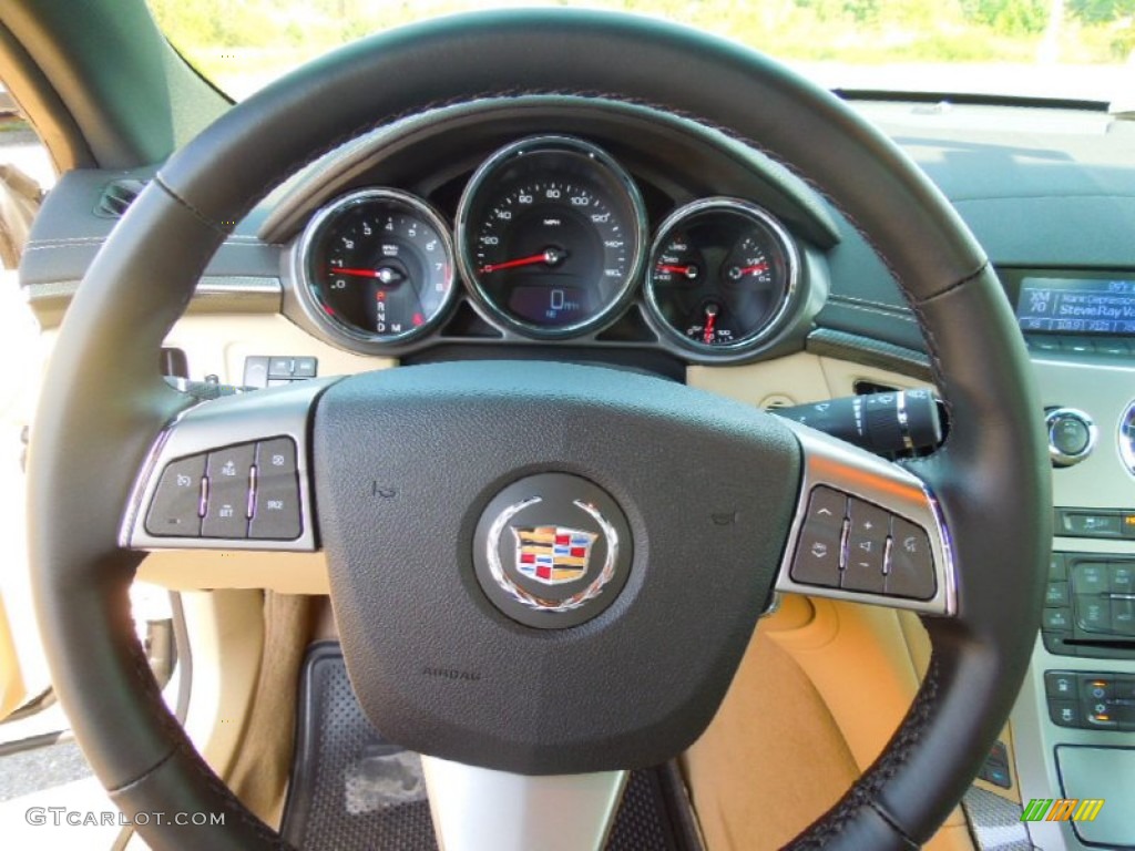 2013 Cadillac CTS Coupe Cashmere/Cocoa Steering Wheel Photo #71428808