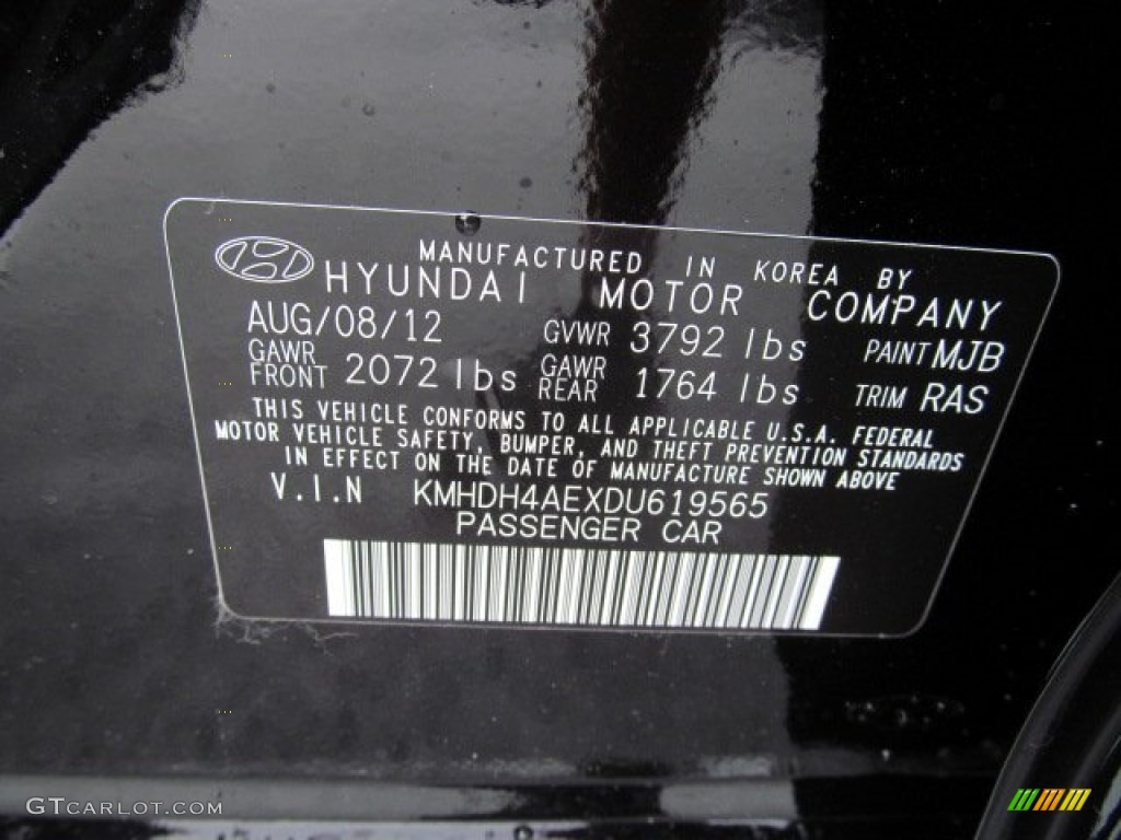 2013 Elantra Limited - Black / Gray photo #10