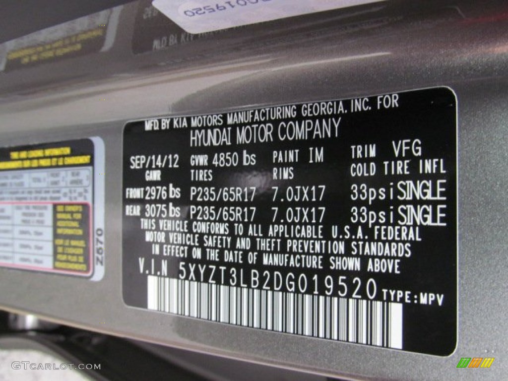 2013 Santa Fe Color Code IM for Mineral Gray Photo #71429115