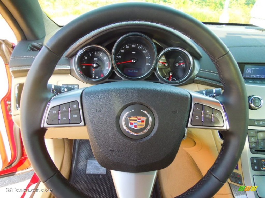 2013 Cadillac CTS Coupe Cashmere/Cocoa Steering Wheel Photo #71429264