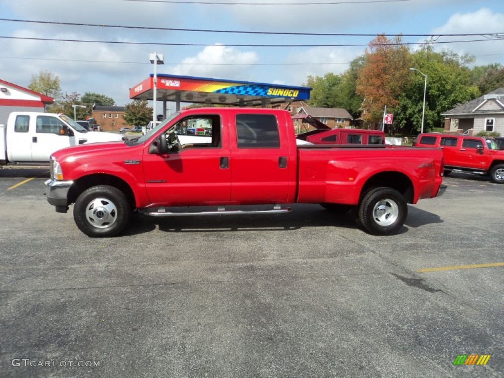 2002 F350 Super Duty Lariat Crew Cab 4x4 Dually - Red / Medium Parchment photo #1