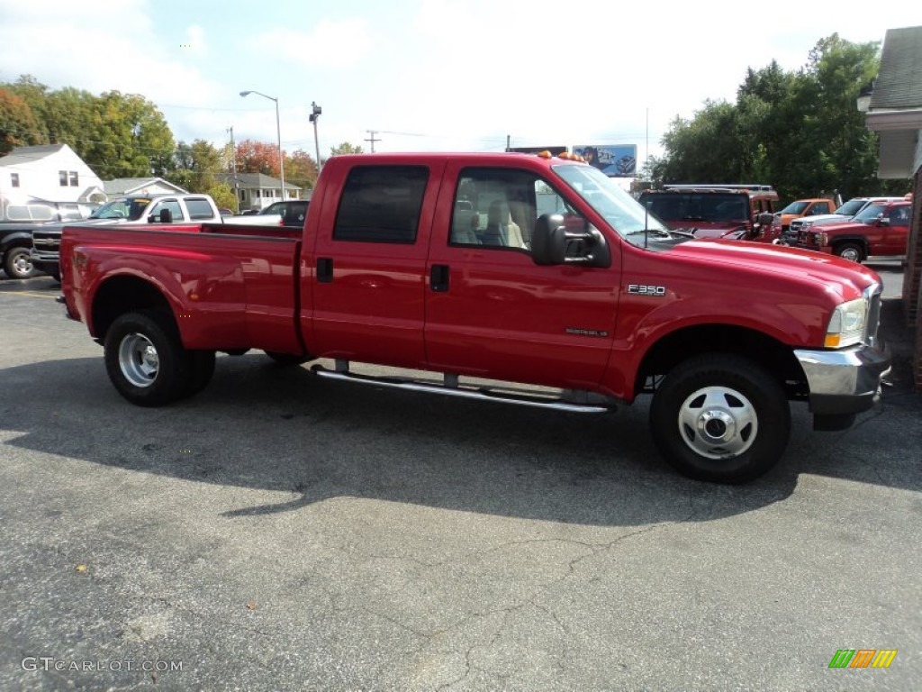 2002 F350 Super Duty Lariat Crew Cab 4x4 Dually - Red / Medium Parchment photo #29