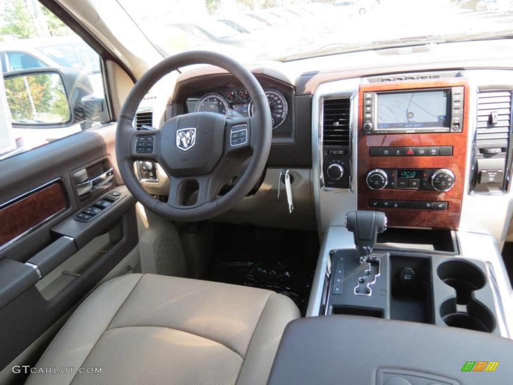 2012 Ram 1500 Laramie Crew Cab 4x4 - Deep Cherry Red Crystal Pearl / Light Pebble Beige/Bark Brown photo #11