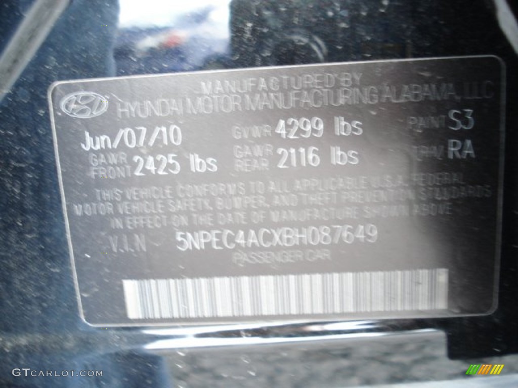 2011 Sonata Limited - Midnight Black / Black photo #25