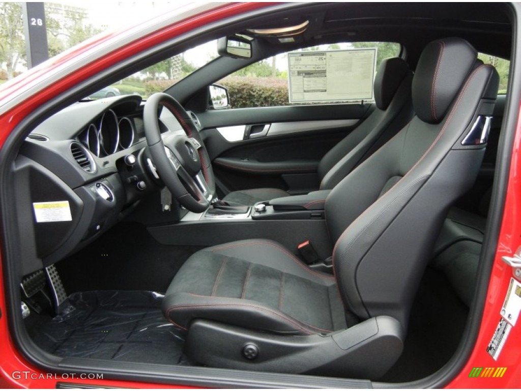 Black/Red Stitch w/DINAMICA Inserts Interior 2013 Mercedes-Benz C 250 Coupe Photo #71445372