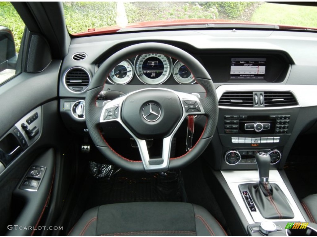 2013 Mercedes-Benz C 250 Coupe Black/Red Stitch w/DINAMICA Inserts Dashboard Photo #71445398