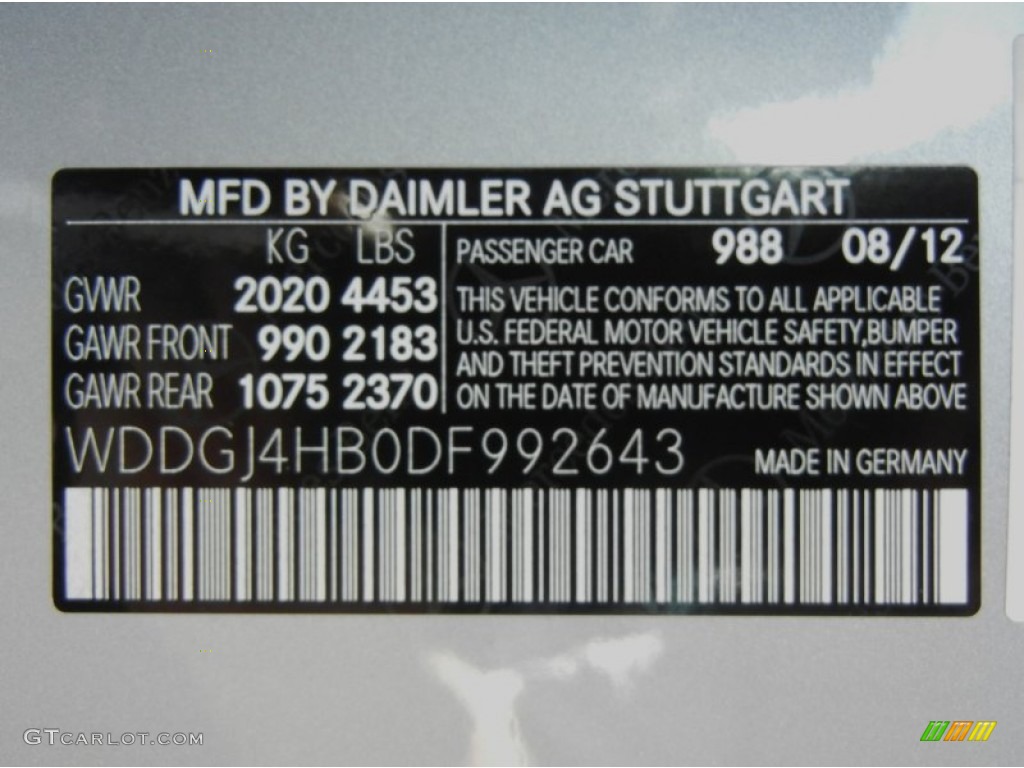2013 C Color Code 988 for Diamond Silver Metallic Photo #71445560