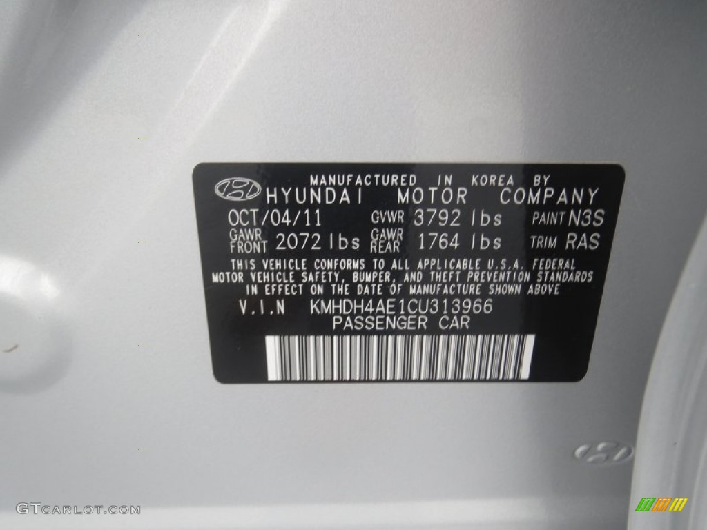 2012 Elantra GLS - Shimmering Silver / Gray photo #39